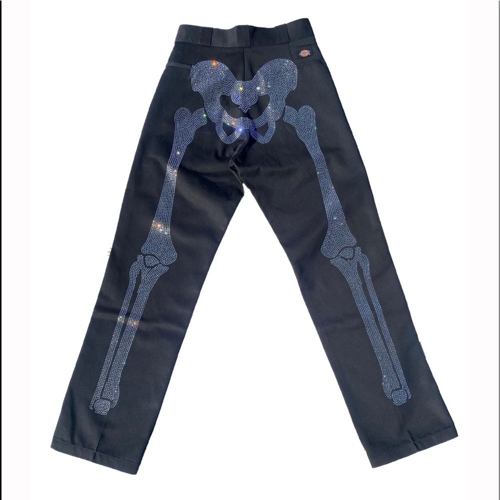 Rhinestone skeleton Dickies pants